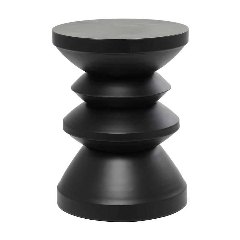 18" Black Metal Art Deco Inspired Accent Table