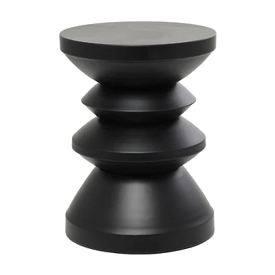 18" Black Metal Art Deco Inspired Accent Table