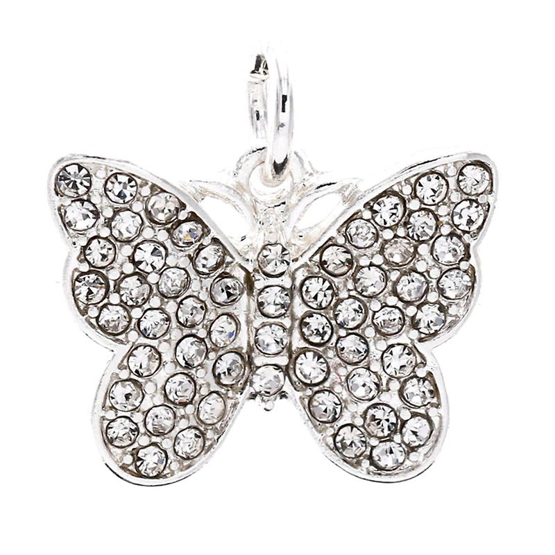 Charmalong™ Silver Plated & Stone Paved Butterfly Charm by Bead Landing™