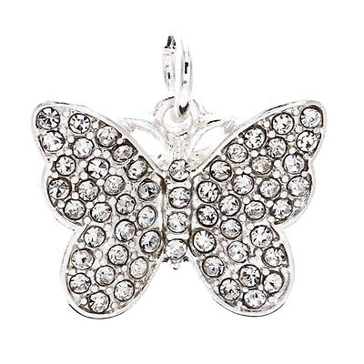 Charmalong™ Silver Plated & Stone Paved Butterfly Charm by Bead Landing™