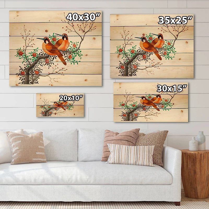 Designart - Two Chinese Birds On A Flowering Tree Branch