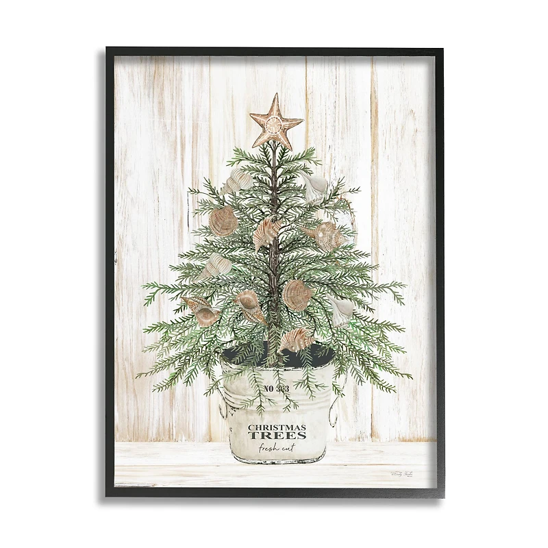 Stupell Industries Rustic Seashell Christmas Tree Framed Giclee Art