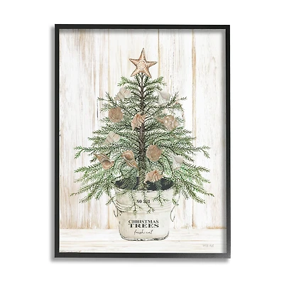 Stupell Industries Rustic Seashell Christmas Tree Framed Giclee Art