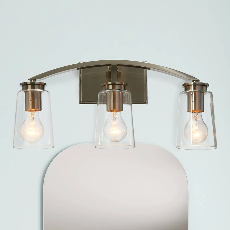 Hello Honey® Robert Stevenson Lighting Laguna Metal & Clear Glass 3-Light Vanity