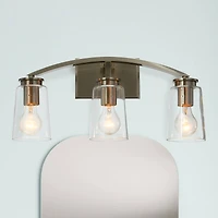 Hello Honey® Robert Stevenson Lighting Laguna Metal & Clear Glass 3-Light Vanity