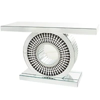 Silver Wood Mirrored Crystal Console Table 47" x 16" x 30"