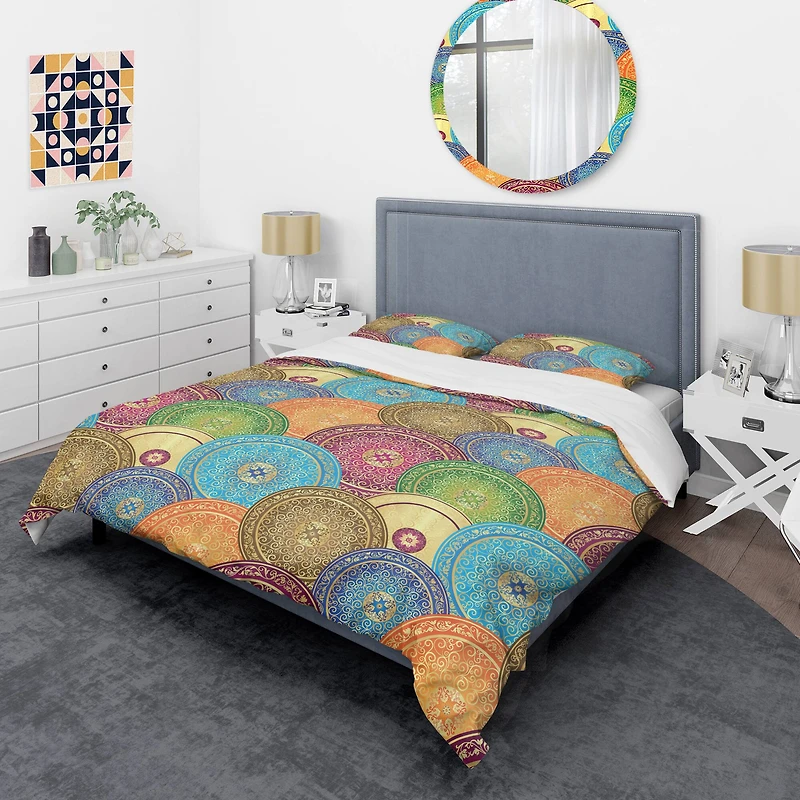 Designart 'Circular Retro Design IV' Mid-Century Duvet Cover Set