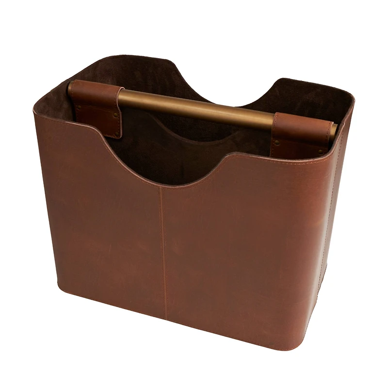 16" Brown Leather Magazine Holder