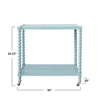 Hello Honey® Blue Rubberwood 2-Tier Bar Cart on Wheels, Blue