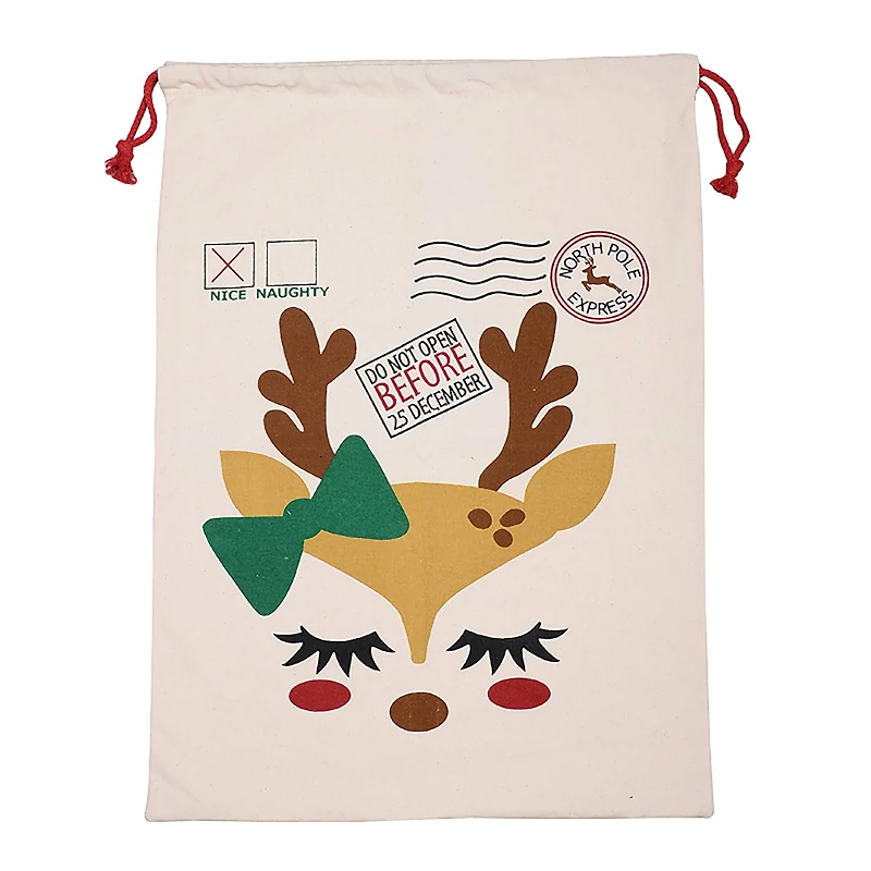 Personality Case™ 19" x 26" North Pole Express Nice Cotton Christmas Drawstring Bag