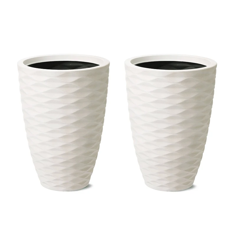 Glitzhome® 19" Eco-Friendly Oversized Tall Round Diamond Planters, 2ct.