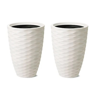 Glitzhome® 19" Eco-Friendly Oversized Tall Round Diamond Planters, 2ct.