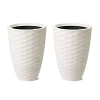 Glitzhome® 19" Eco-Friendly Oversized Tall Round Diamond Planters, 2ct.