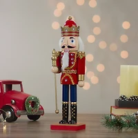 14" Wooden Nutcracker King with Scepter