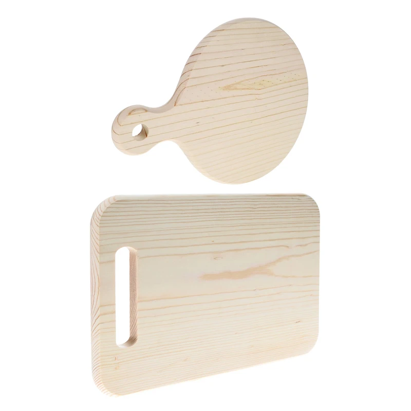 Good Wood by Leisure Arts® 2-Piece Circle and Rectangle Wood Cutting Board Set