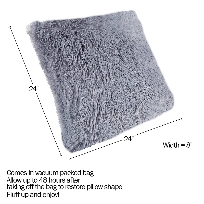 Hastings Home Faux Fur Shag Throw Pillow