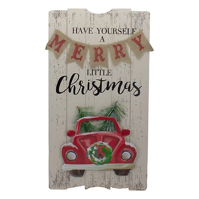 24" Lighted Merry Little Christmas Vintage Red Truck Wall Sign