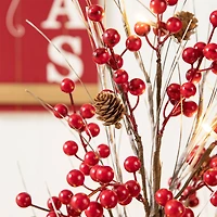 3ft. Pre-Lit Berry & Pinecone Artificial Urn Christmas Porch Tree, Warm White LED Lights