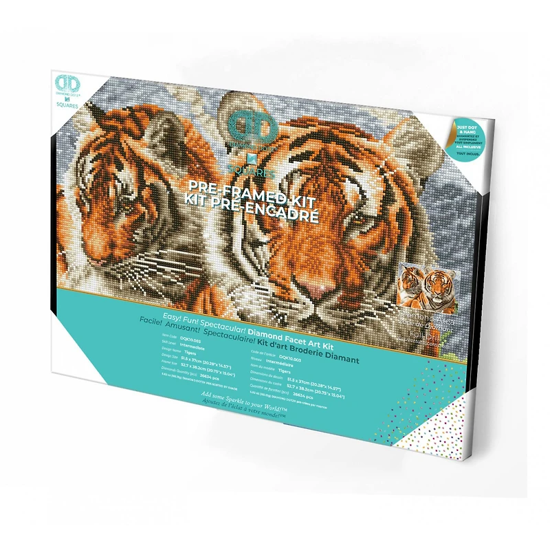 Diamond Dotz® Intermediate Tigers Pre-Framed Diamond Painting Kit