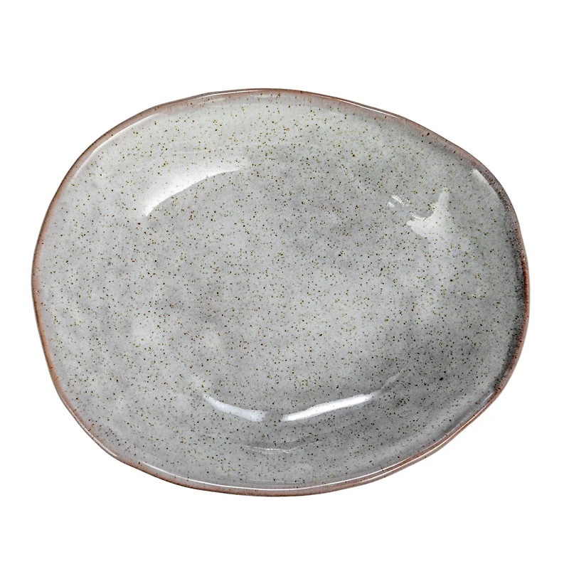Hello Honey® 5" White Speckled Stoneware Organic Shaped Footed Dish
