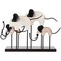 23" Black & White Metal Elephant Overlapping Sculpture