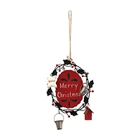 Hello Honey® 4.75" Hand-Painted Merry Christmas Metal Wreath Ornament