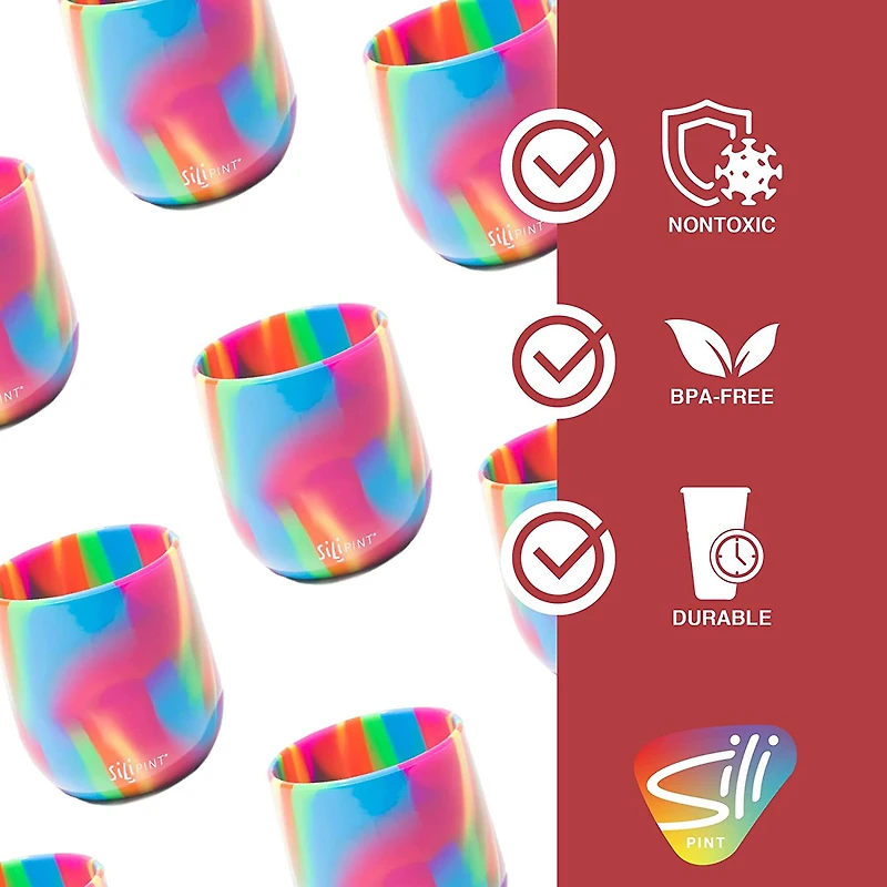 Silipint® 12oz. Hippie Hops & Arctic Sky Silicone Stemless Wine Glasses, 4ct.