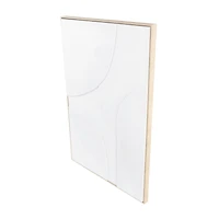 33" x 49", White Wooden Geometric Home Wall Décor with Abstract Circles and Brown Wooden Frame