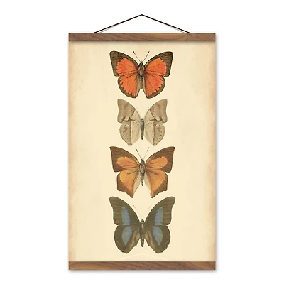 Vintage Butterflies 12" x 18" Teak Hanging Canvas