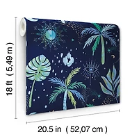RoomMates Blue Nuit Tropicale Peel & Stick Wallpaper