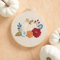 6" Pumpkin & Floral Stamped Design Embroidery Kit by Loops & Threads®