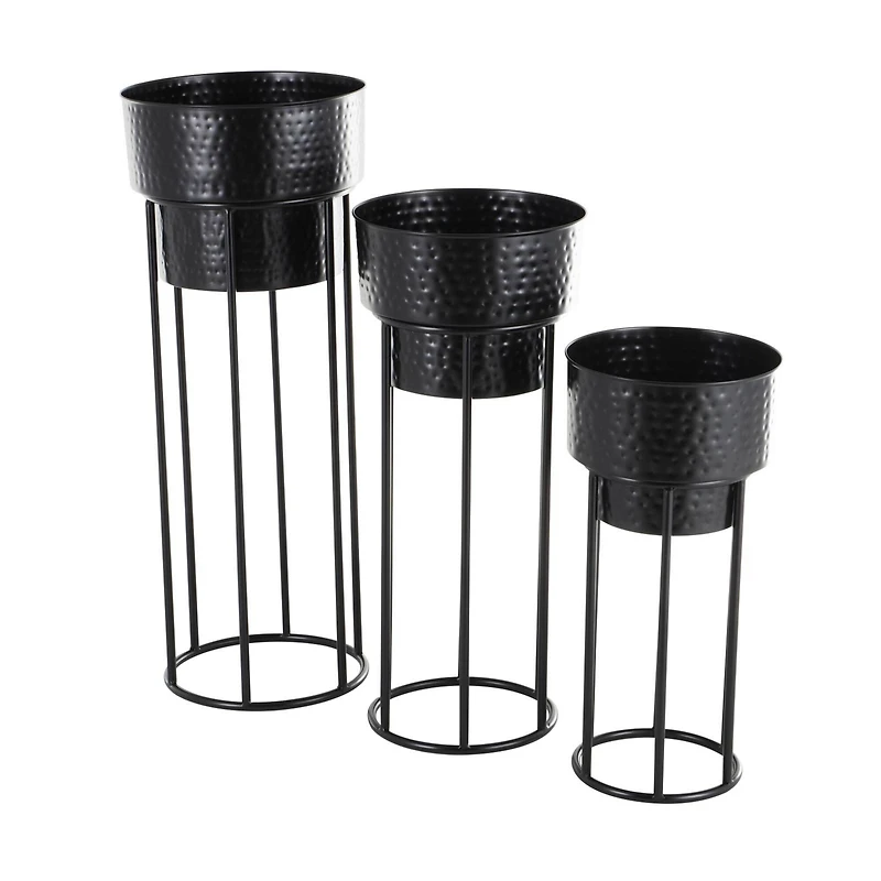 Black Metal Nesting Planter & Stands Set