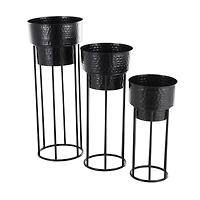 Black Metal Nesting Planter & Stands Set