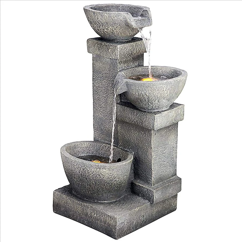 Design Toscano Villa Castle Cascading 3 Bowl Garden Fountain