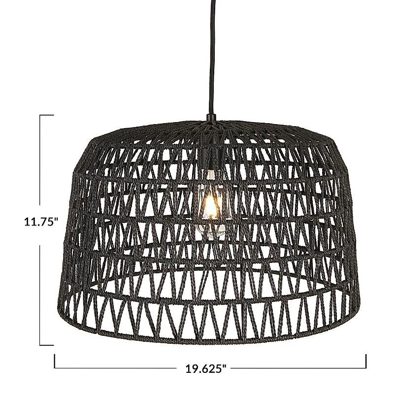 Hello Honey® 19.5" Charcoal Gray Woven Pendant Lamp