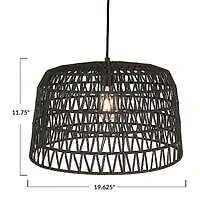Hello Honey® 19.5" Charcoal Gray Woven Pendant Lamp