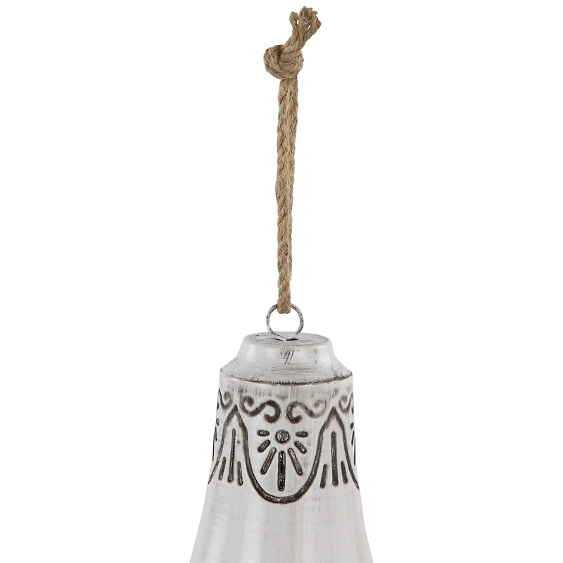 Embossed Bells Christmas Ornaments - 6" - Gray and White - Set of 2