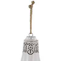 Embossed Bells Christmas Ornaments - 6" - Gray and White - Set of 2