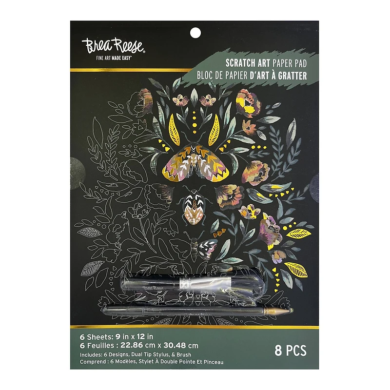 Brea Reese™ 9" x 12" Fall Florals Scratch Art Paper Pad
