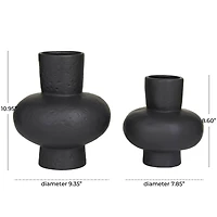 CosmoLiving by Cosmopolitan Black Ceramic Gourd Style Vase Set of 2 11", 9"