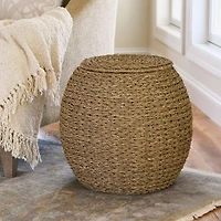 Household Essentials 19" Woven Natural Seagrass Storage End Table