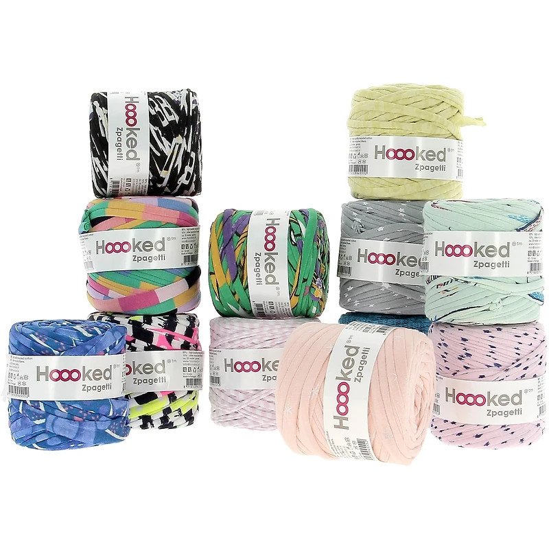 12 Pack: Hoooked Baby Zpagetti Print Mix Yarn Set