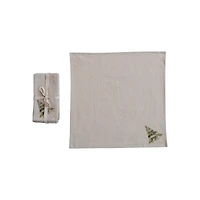 Hello Honey® 18" Natural Cotton Printed Napkins with Christmas Tree, 4ct.