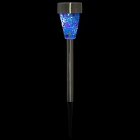 15.5" Blue Mosaic Stained Glass Solar Powered LED Pathway Markers