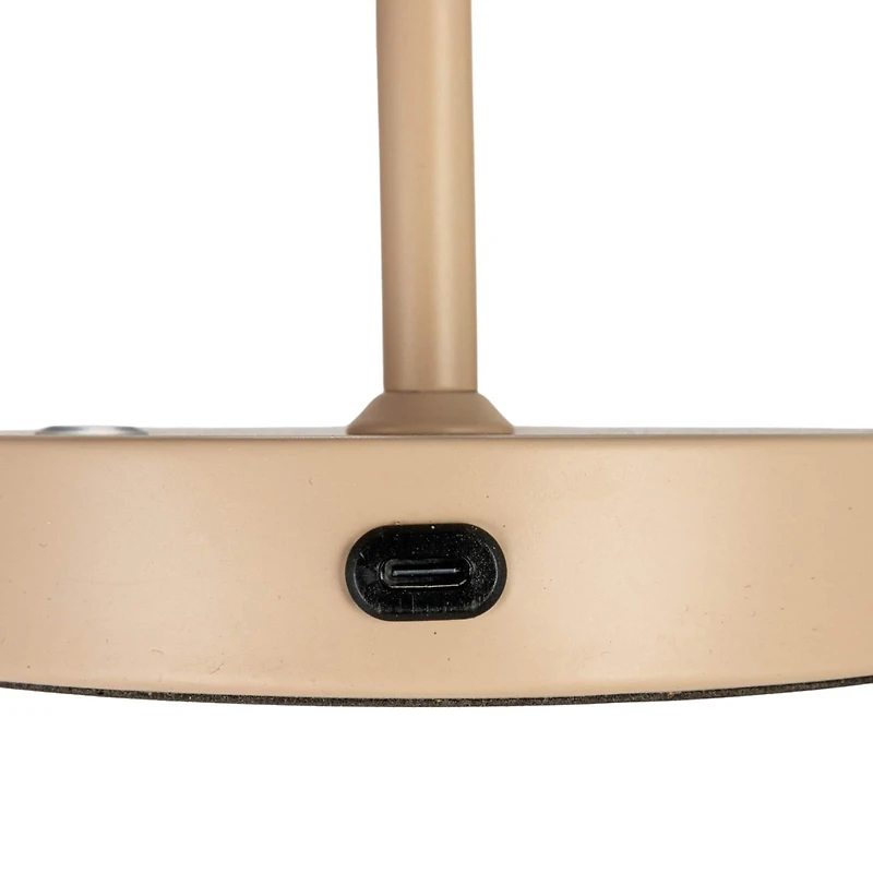 Hello Honey® 11" Tan Round Metal LED Rechargeable Table Lamp