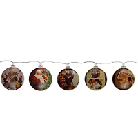 Norman Rockwell Glass Christmas Disc Lights Set, 5ct.