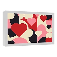Mid Mod Heart Pattern White Framed Canvas
