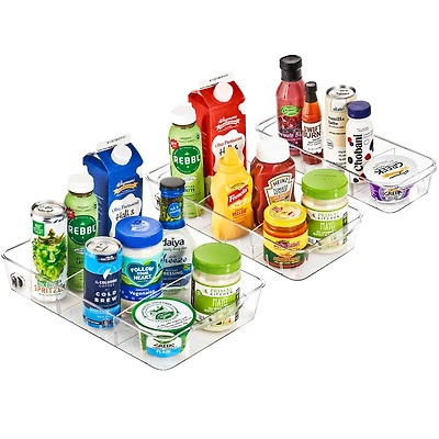 Sorbus Clear Organizing Bins on Wheels with Removable Dividers Set