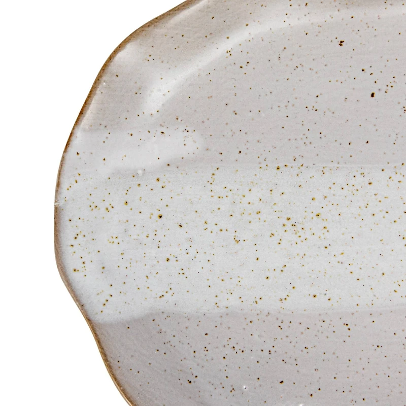 Hello Honey® 7.75" Cream Stoneware Organic Shaped Plate, 4ct.