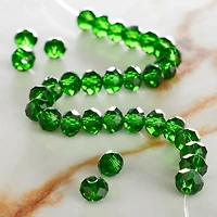 12 Pack: Green Faceted Glass Rondelle Beads, 6mm by Bead Landing™
